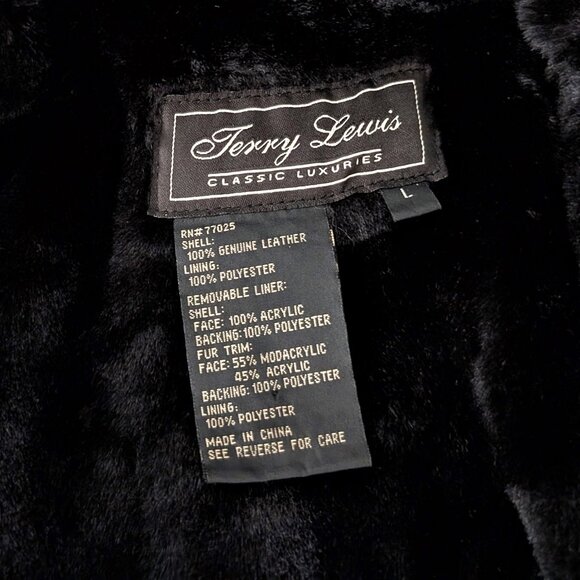 TERRY LEWIS Detachable Coat Women's L Black Leather Faux Fur 2 In 1 Pockets - Picture 13 of 16
